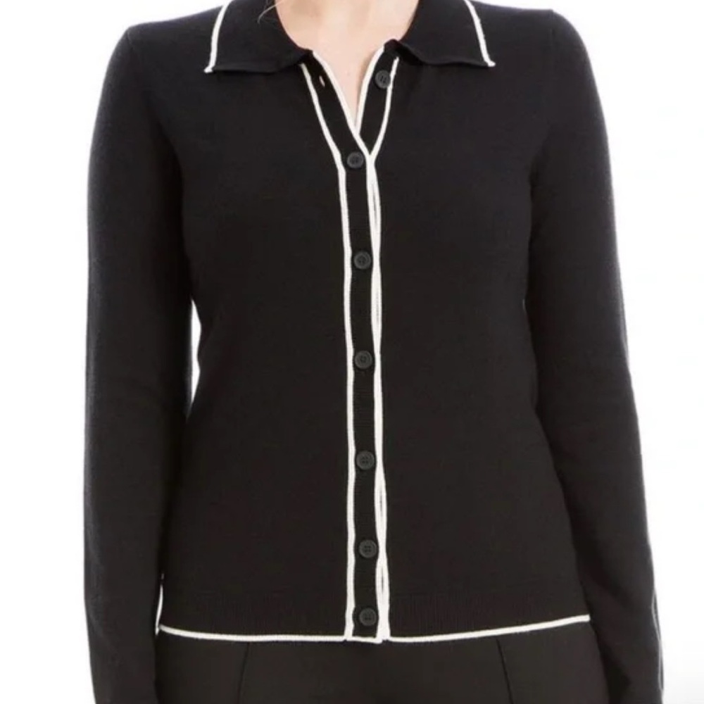 Max Studio Black and Tan Fitted Button Down Shirt